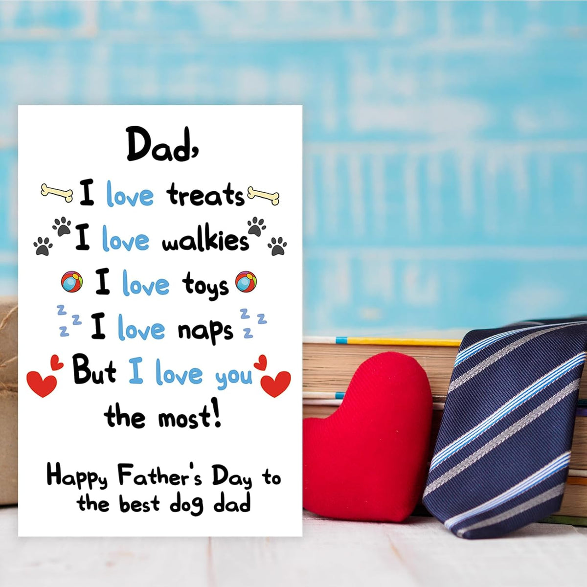 Funny Dog Dad Fathers Day Card from Son Daughter, Cute Dog Dad Gifts for Men, Happy Father s Day Card for Him
