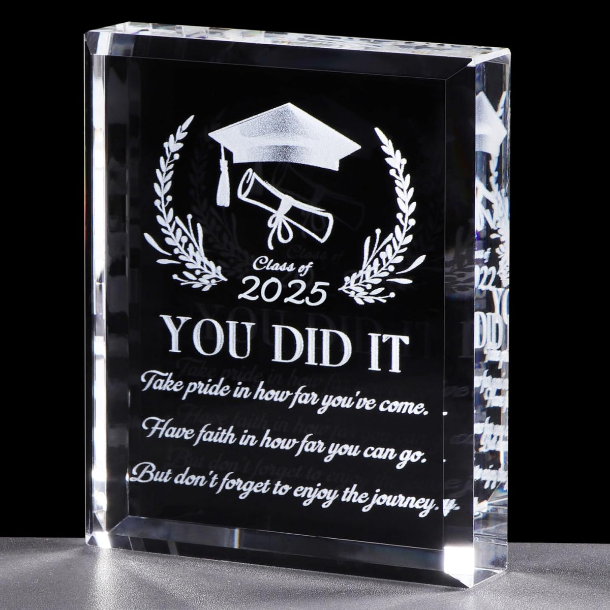 Graduation Gifts for Him Her, Class of 2025 Graduate Inspirational Gifts, Laser Engraved Crystal Graduation Keepsake for College High School PHD Masters Degree