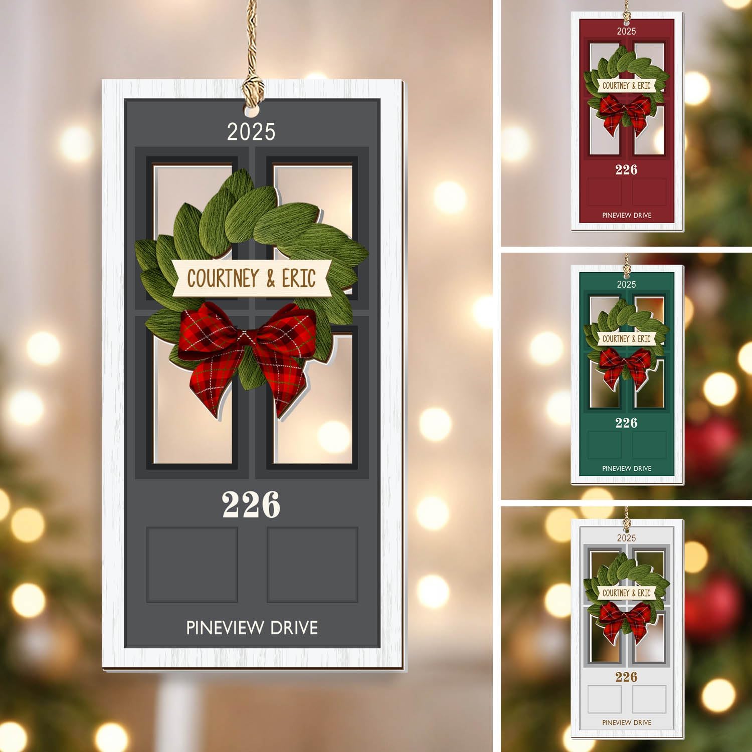 Personalized New Home/Apartment Christmas Ornament 2025, 2-Layers Wooden Housewarming Gift for Couple, Family, Our First Apartment Christmas First Christmas in New Home Ornaments