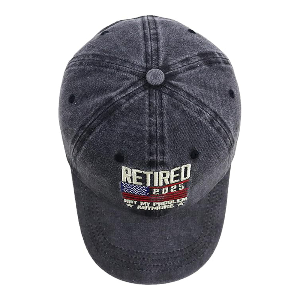 Retired 2025 Not My Problem Anymore with American Flag Hat Adjustable Embroidered Cotton Denim Retirement Baseball Cap