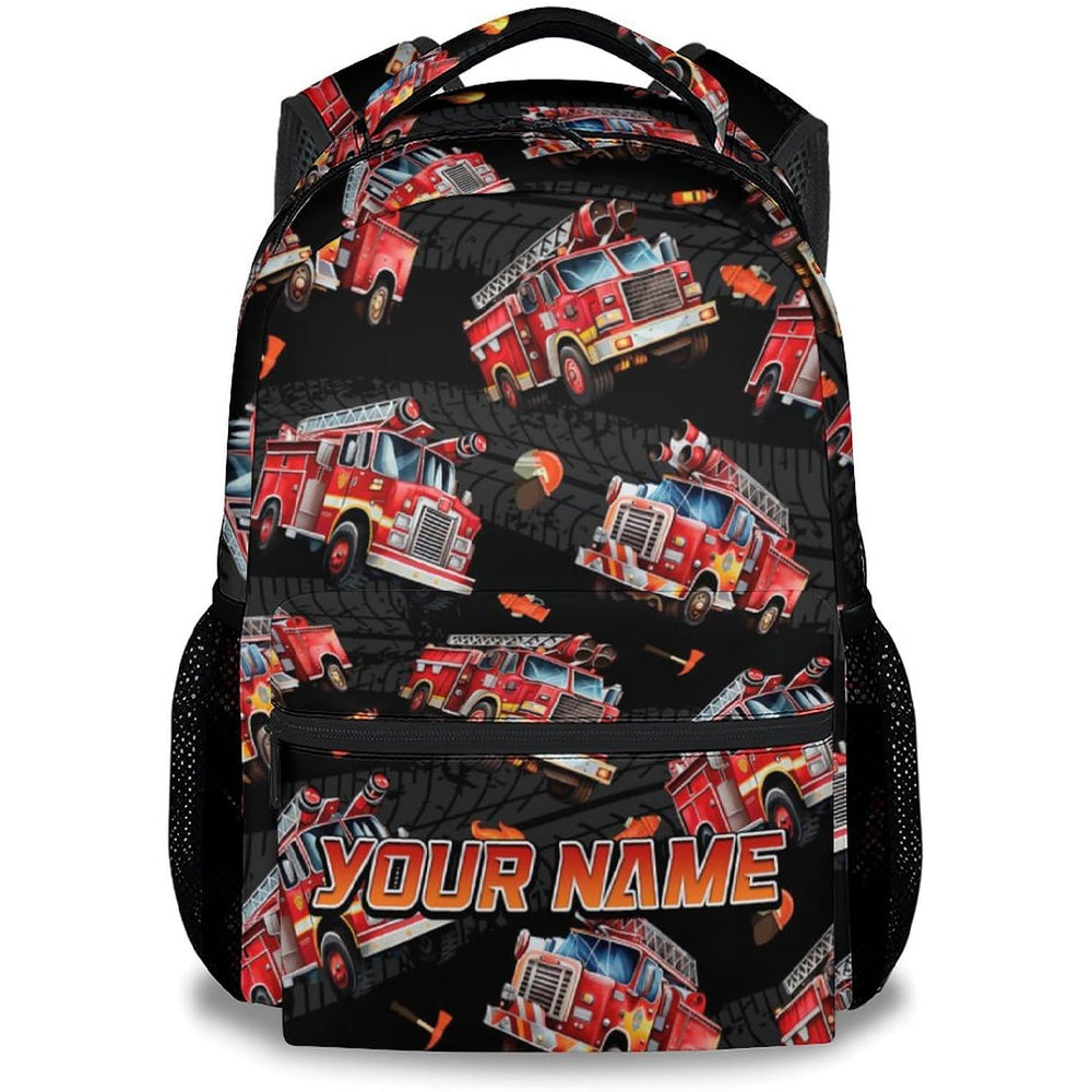 Toddler Boy Backpack - Personalized Fire Truck Backpacks with Name for Kids - Custom Toddler Bookbag for Son - Durable School Bag for Kindergarten/Preschool/Elementary