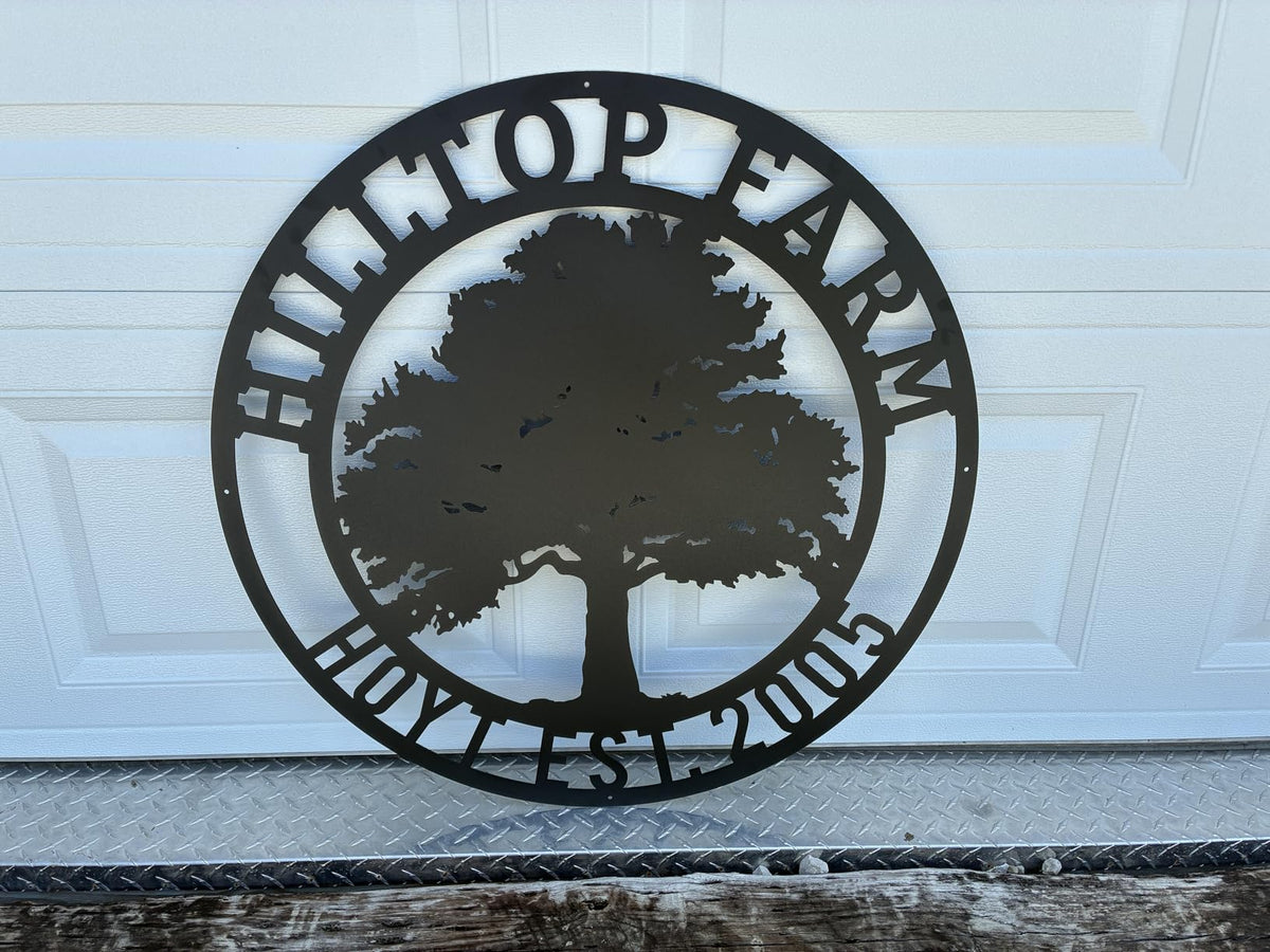 Tree of Life, Oak Tree Family Monogram, Custom Metal Signs, Personalized Wall Art, Split Letter Monogram, Metal Wall Decor, Last Name Sign, Family Name Sign, Dad Gift, Outdoor Garden Decor