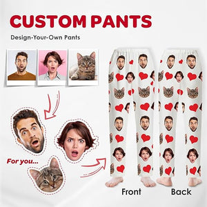 Custom Pajama Pants with Photo Men Women,Engagement Gifts for Couples,Personalized Wedding Gifts Christmas Gift For Men Women Cat Lovers Dog Lovers