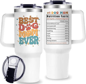 Dog Mom Tumbler with Handle,Gifts for Dog Moms Dog Lovers Women - Funny Dog Mom Cup Birthday Gifts for Mothers Day