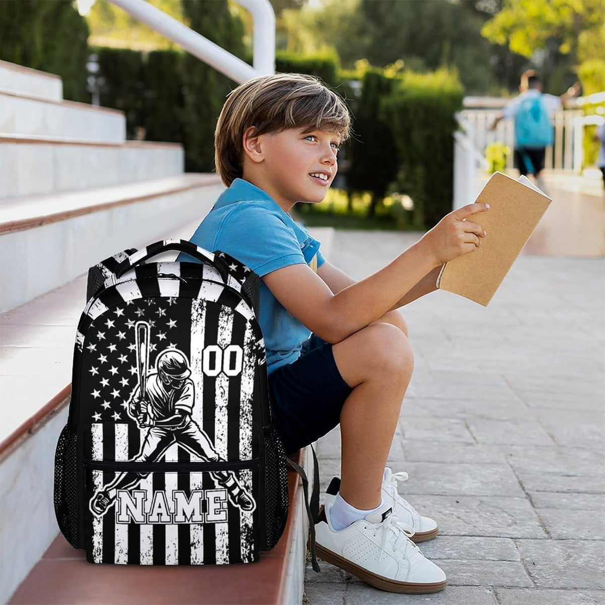 Kids Backpack for Boys, Custom Baseball School Backpacks for Sports Lovers, Personalized with Name Baseball Bookbag for Elementary Middle School, Back to School Gifts