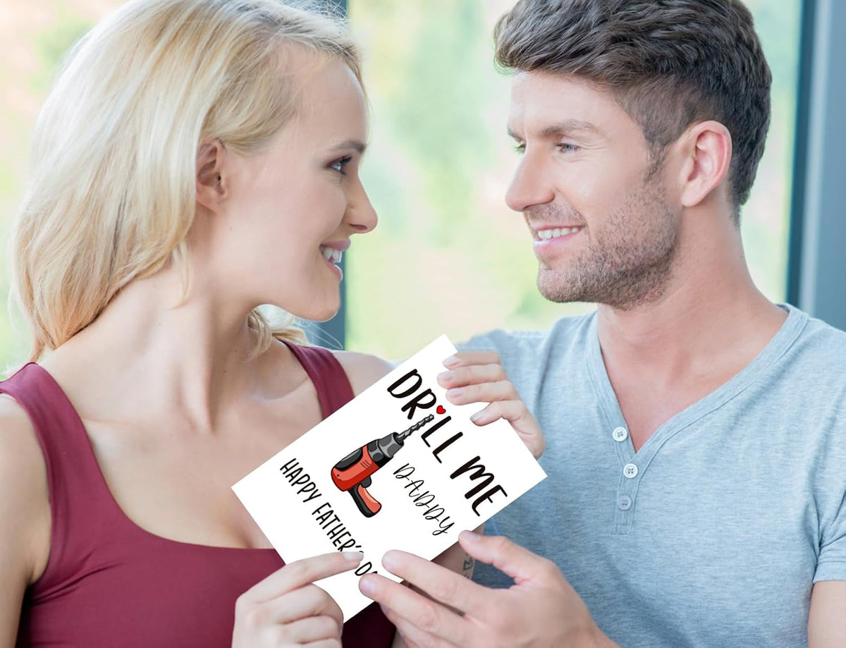 Funny Fathers Day Card for Husband Boyfriend Him Drill Me Daddy Sexy Naughty Fathers Day Card for Husband Boyfriend Fiance from Spouse Wife - DILF Daddy - Naughty Kinky Handy Man Gift