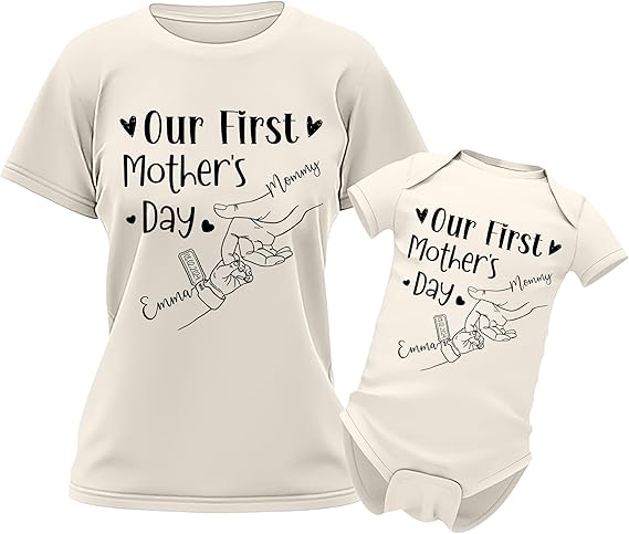 First Mothers Day Together Personalized Our First Mothers Day Matching Shirts, Custom Mom & Baby Matching Outfit, First Mothers Day Outfits