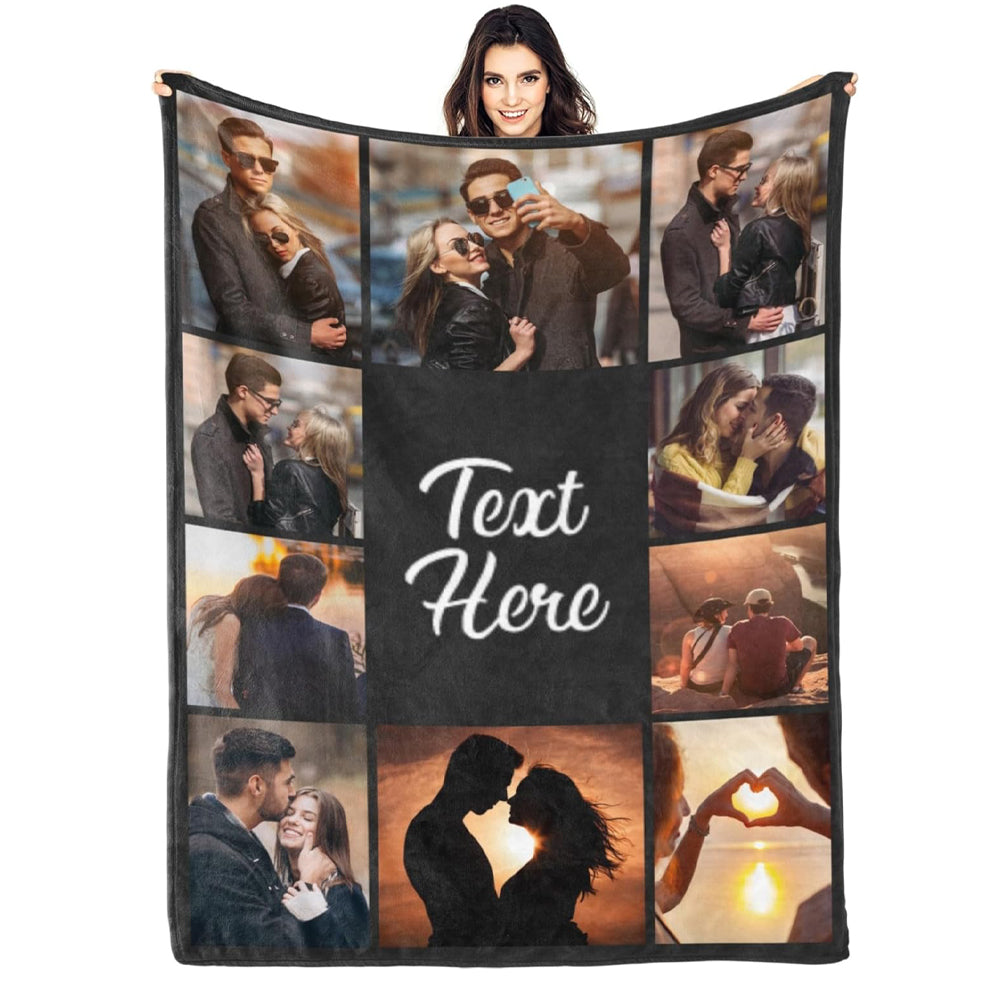 Custom Blanket with Picture Text Customized Thow Blankets Personalized Blanket Customizable Blanket Photo Blankets Customize Gifts for Mom Dad Couple Girlfriend Boyfriend Wife Husband