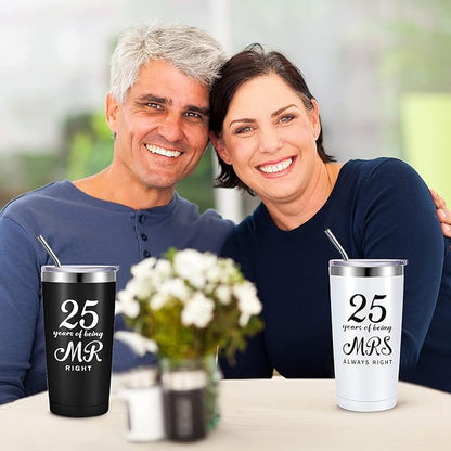 Mr. Right Mrs. Always Right Travel Tumbler Wedding Engagement Anniversary Travel Mug for Husband Wife Newlywed Couples Bride Groom Anniversary