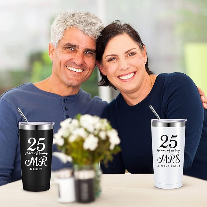 Mr. Right Mrs. Always Right Travel Tumbler Wedding Engagement Anniversary Travel Mug for Husband Wife Newlywed Couples Bride Groom Anniversary