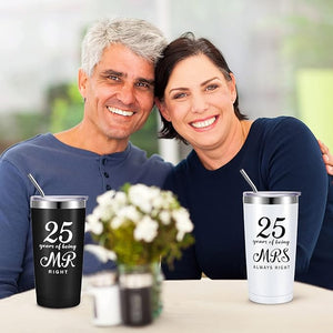 Mr. Right Mrs. Always Right Travel Tumbler Wedding Engagement Anniversary Travel Mug for Husband Wife Newlywed Couples Bride Groom Anniversary