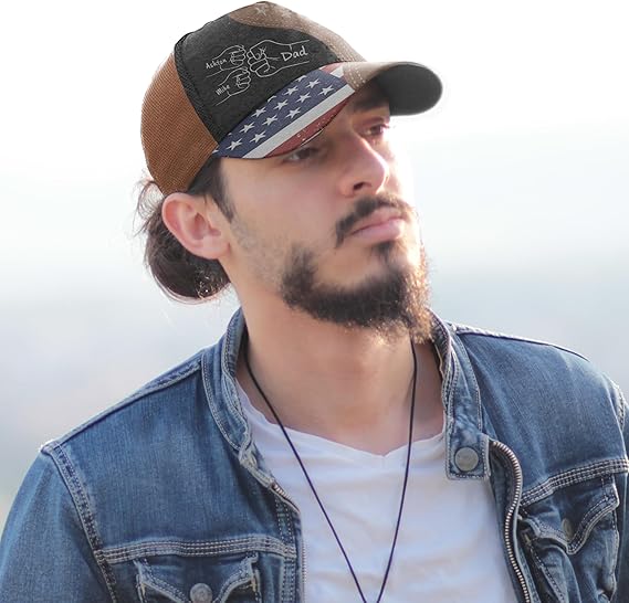 Personalized Fist Hat for Dad Father Papa Grandpa Husband, Customized Father's Day Birthday Gift with Name, Dad Papa Gifts