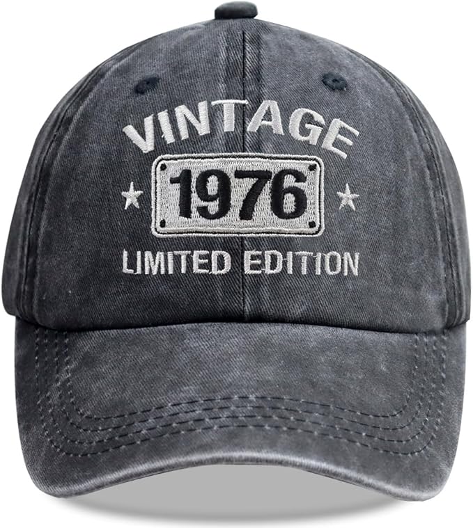 50th Birthday Gifts for Men Women Hats Vintage 1976 Blue Baseball Cap Personalized Embroidery cap for Grandpa Gift For Father