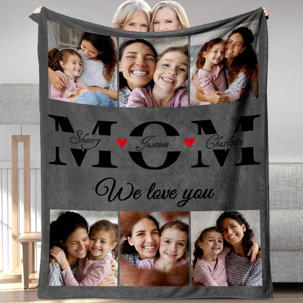 Gifts for Mothers Day - Custom Photo Blanket to Mom from Daughter Son Personalized Flannel Picture Blanket with Text Customized Mother's Day Christmas Birthday Gifts for Mom Wife Grandma Women
