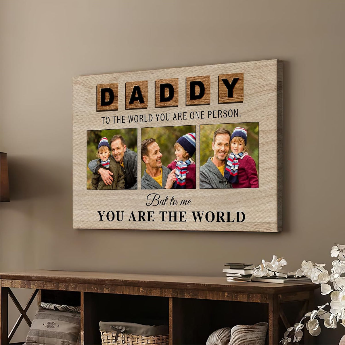 Personalized Gifts for Fathers Day from Daughter Son, Canvas Prints with Your Photos Custom Dad Picture Frame Family Wall Art Decor New Dad Gifts for Papa Grandpa