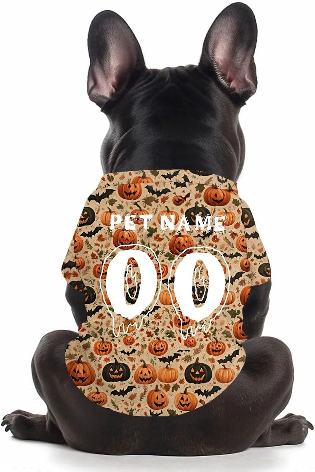 Personalized Halloween Dog Sweatshirts, Custom Jersey Shirts for Pets with Name/Number/Logo, Lightweight Pet Clothing for Small and Medium Dogs Halloween Style