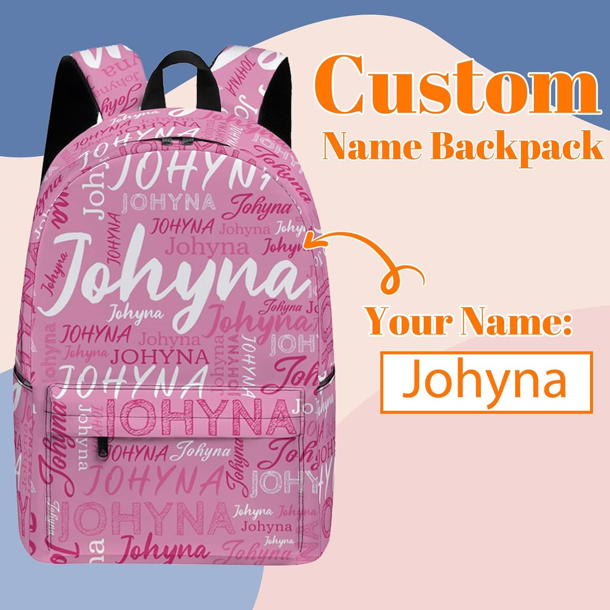 Custom Backpack with Name, Personalized Name School Bag for Boys Girls Men Women, Customized Casual Laptop Backpacks Custom Name and Color