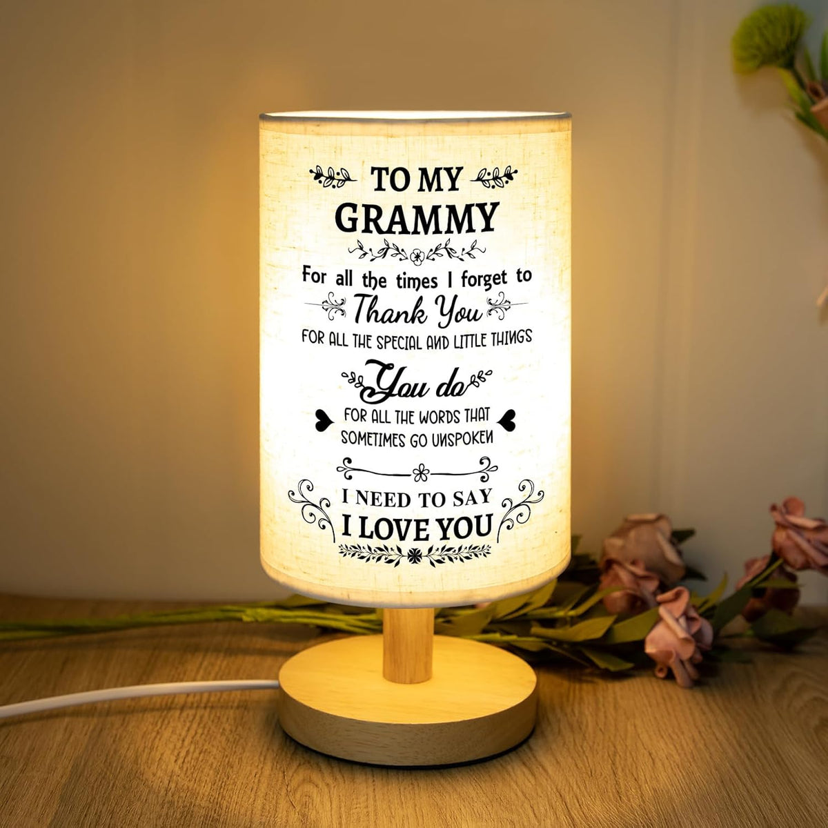 Gifts for Mom from Daughter Son, Mom Gifts for Birthday Fabric Lamp, Birthday Gifts for Mother Table Lamp with Wooden Stand