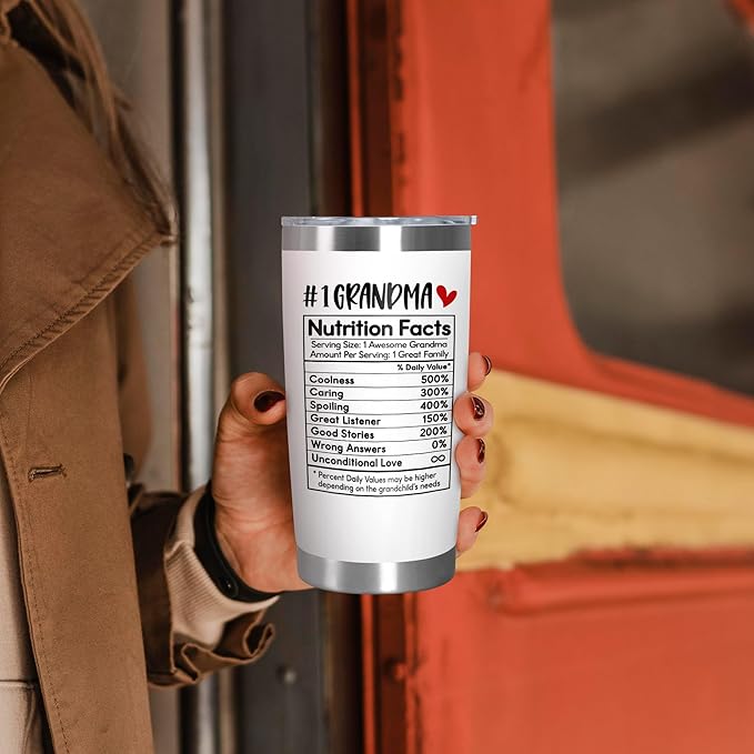 Mothers Day Gifts For Grandma from Granddaughter Grandson - Stainless Steel Insulated Coffee Tumbler With - Birthday Gifts for Women Nana Grandmother from Grandchildren