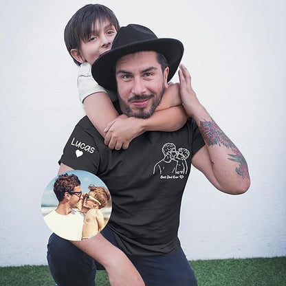 Customized Father's Day Dad Shirts Hoodie for Men Custom Outline Daddy Papa Father Dad Photo - Best Daddy Dad Grandpa Gifts from Daughter Son
