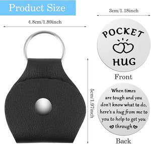 A little Pocket Hug Coin Holder Keychain Stainless Steel Double Sided Coin Thoughtful Gifts for Cancer Patients Must Have Hug Gifts for Men Women Female