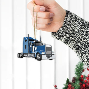 Personalized 2D Flat Printed Truck Christmas Ornament Gifts for Trucker Truck Driver - Trucker Tree Hanging Decoration Gifts for Him Men Husband Friends - Custom Acrylic Ornament