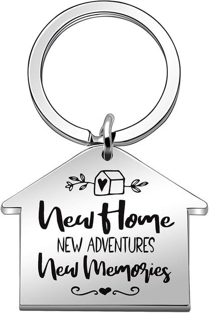 Housewarming New Home Gifts, Custom Name New Home, New Adventures, New Memories Customized Keyring Keychain, New Home Keychain for Family and Friends