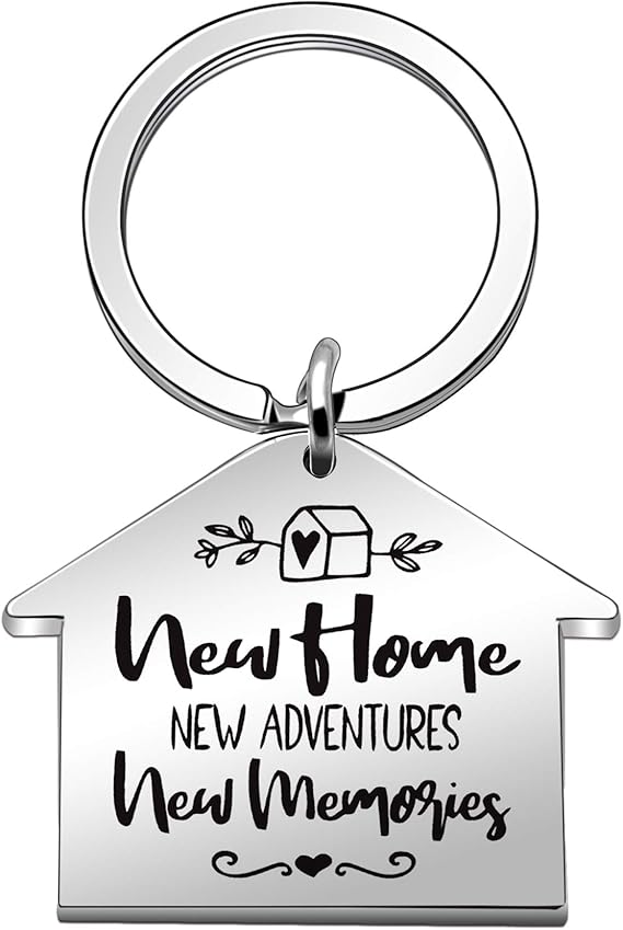 Housewarming New Home Gifts, Custom Name New Home, New Adventures, New Memories Customized Keyring Keychain, New Home Keychain for Family and Friends