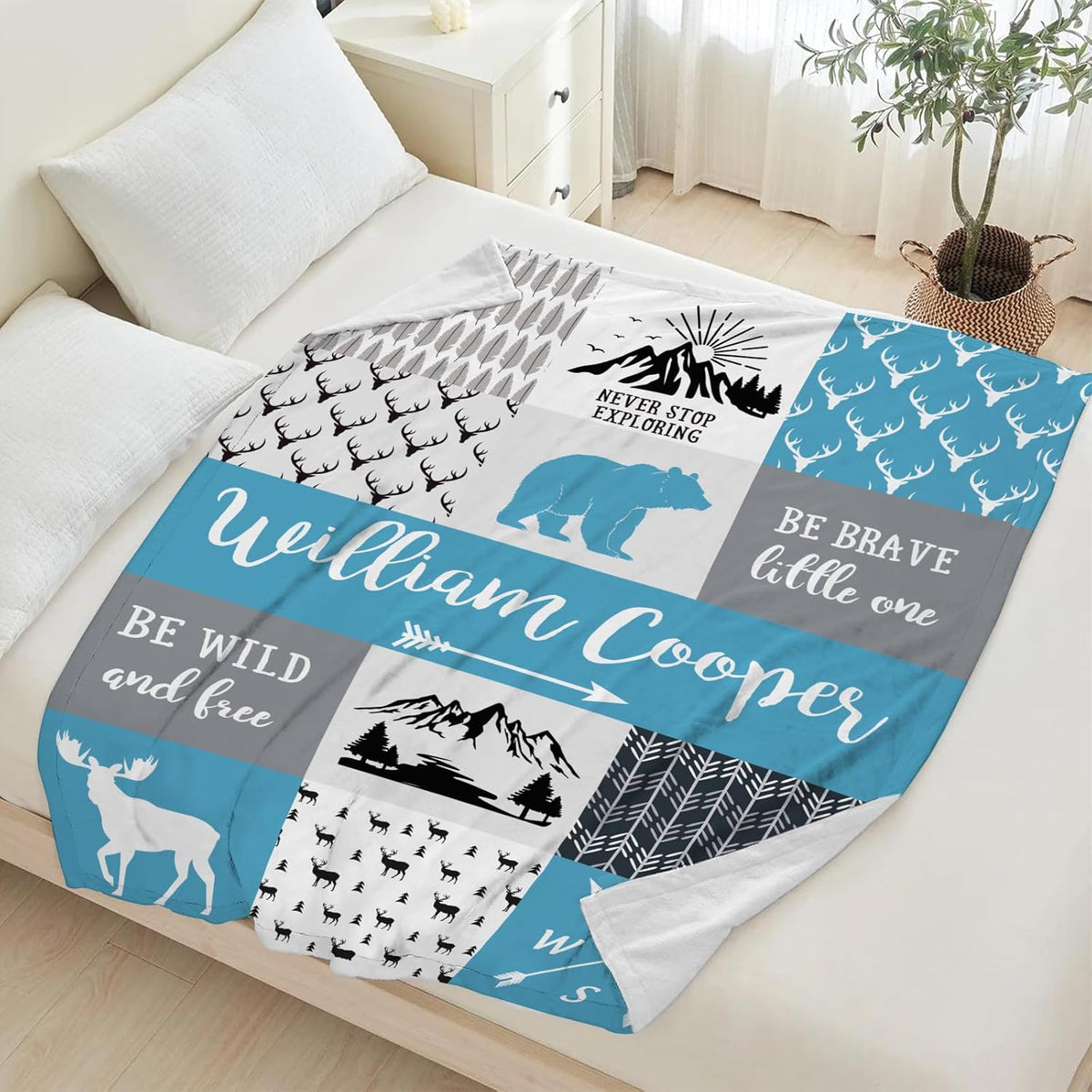 Personalized Baby Blankets for Boys Girls, Custom Flannel Blanket with Name Customized Christmas Birthday Gifts for Kids Teens