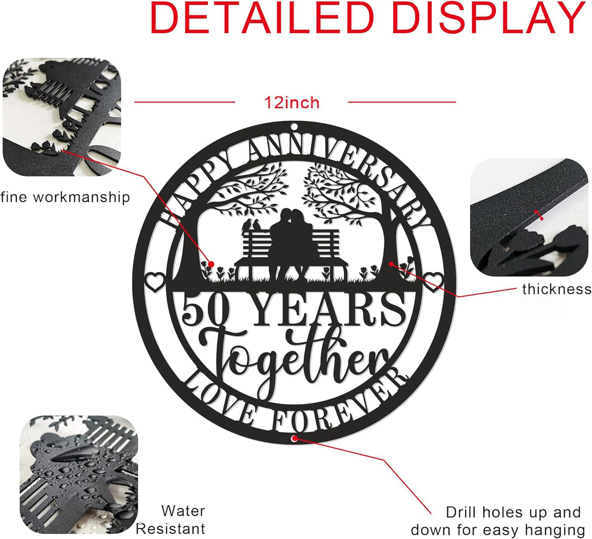 Anniversary Wedding Gifts for Couple, Parents, Friends,Happy 50th Anniversary Wedding Gifts, Golden Anniversary Decorations