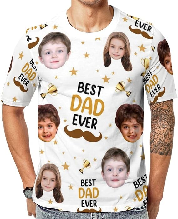 Custom T Shirts with face for Men Women Design Your Own Shirts, Personalized Fathers Day T-Shirt Gifts for Dad