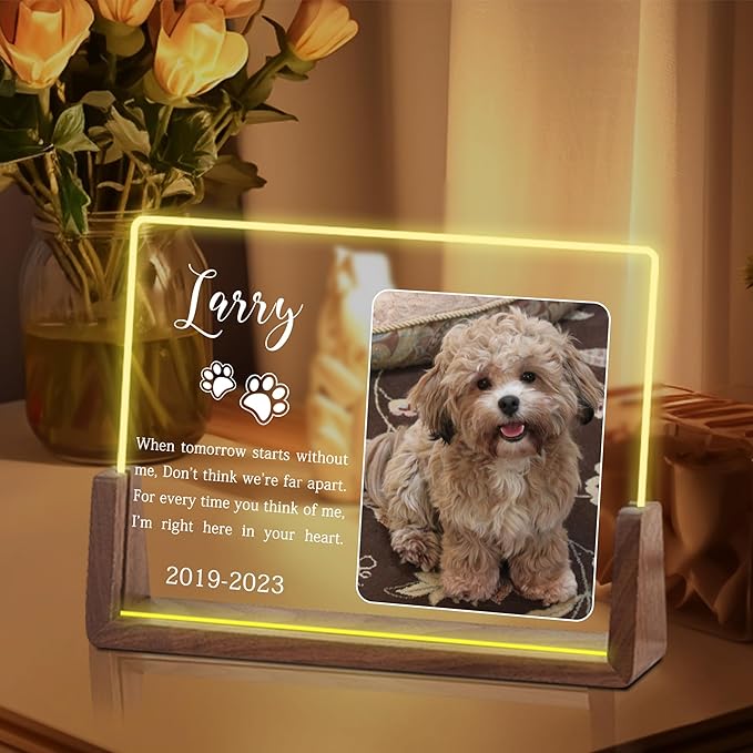 When tomorrow starts without me Personalized Dog Memorial Gifts for Loss of Dog, Dog Memorial Night Light, Dog Loss Sympathy Gift, Pet Memorial Gifts, Pet Memorial Acrylic Plaque, Cat Memorial Gifts