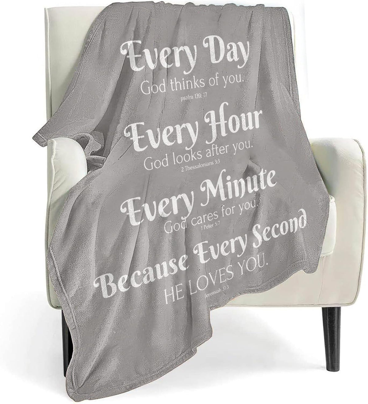 Verse Blanket with Inspirational Thoughts and Prayers- Religious Throw Blanket Soft Lightweight Cozy Plush Warm Blankets for Women Men Gift