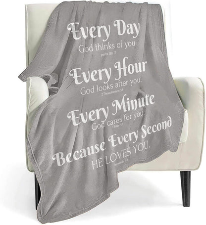 Verse Blanket with Inspirational Thoughts and Prayers- Religious Throw Blanket Soft Lightweight Cozy Plush Warm Blankets for Women Men Gift