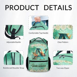 Girls Backpack - Personalized Butterfly Backpacks with Name/Initials for Kids Toddlers - Custom Bookbag Gifts for Daughter/Child - Lightweight School Bag for Kindergarten/Preschool/Elementary
