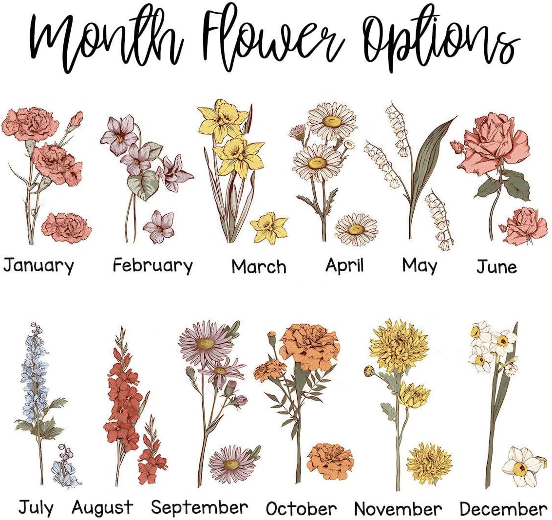 Personalized Birth Month Flower Wood Plaque with Stand, Custom Grandma Gift from Grandkids, Mother's Day, Birthday, Christmas, Family Keepsake, Home D cor Gifts for Gigi Nana GreatGrandma