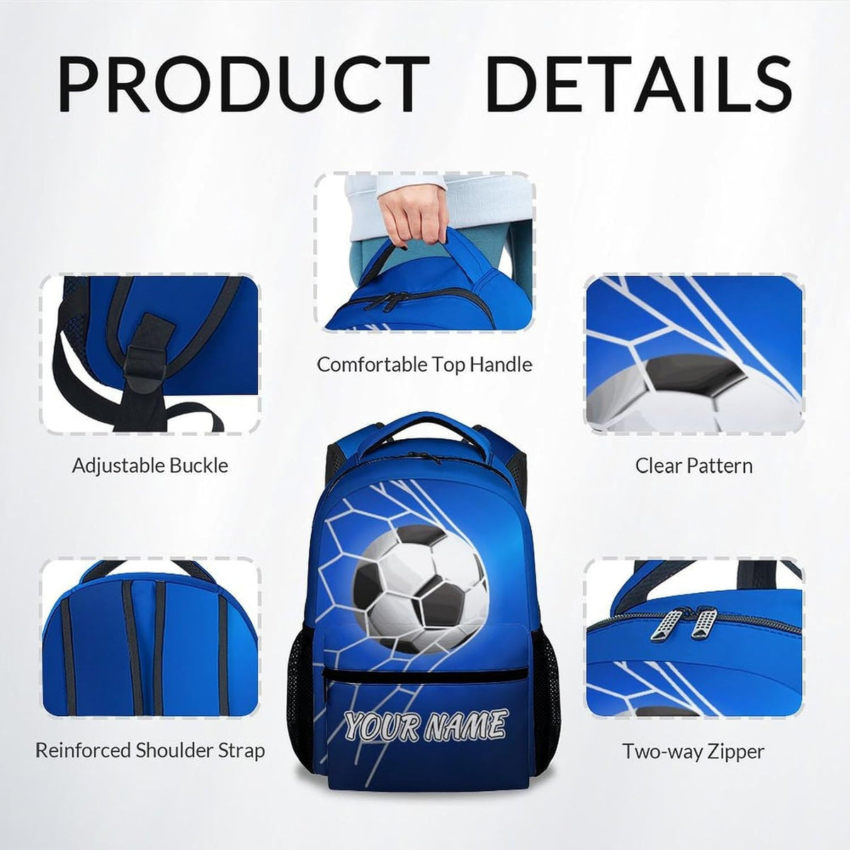 Personalized Backpack - Cool Soccer Bookbag for Kids, Boys & Girls - Sports Theme School Bag for Elementary, Middle School