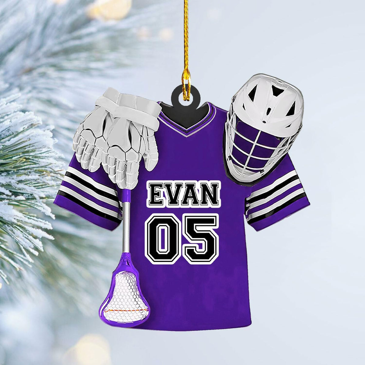 Personalized Lacrosse Ornament, Lacrosse Amor Shape Flat Ornament, Lacrosse Helmet Ornaments, Gifts for Lacrosse Lovers, Lacrosse Players, Lacrosse Christmas Ornament