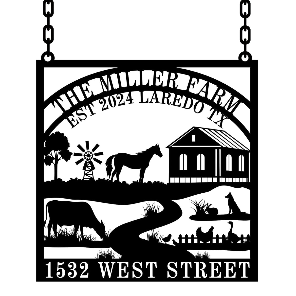 Personalized Hanging Farm Signs, Personalized Outdoor Ranch Sign, Outdoor Farm Signs Personalized Metal Farm Sign, Custom Farmhouse Decor, Custom Metal Ranch Sign,Personalized Metal Farm Sign