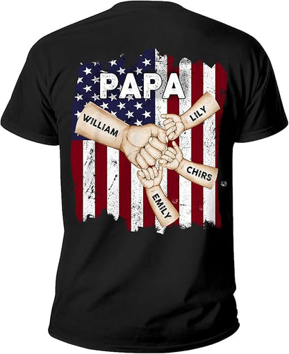 Personalized back side Shirt for Dad Grandpa Husband Papa - Best Dad Ever - Fathers Day Birthday Gift from Daughter Son Wife
