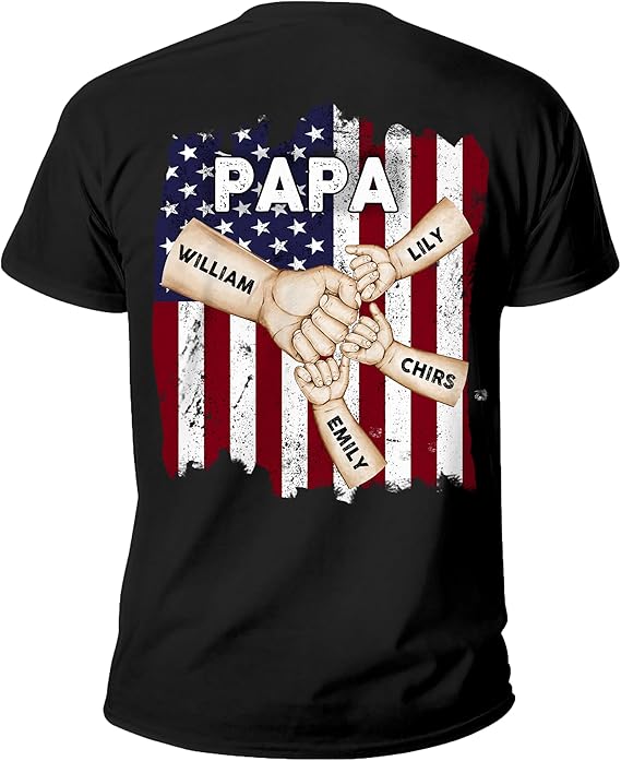 Personalized back side Shirt for Dad Grandpa Husband Papa - Best Dad Ever - Fathers Day Birthday Gift from Daughter Son Wife