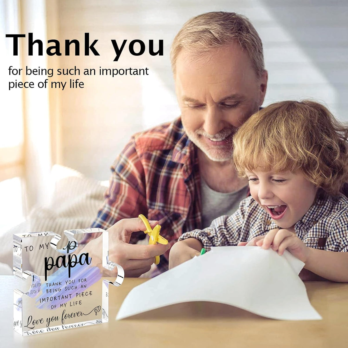 Papa Gifts from Grandkids - Papa Gifts from Grandchildren - Best Papa, Grandpa, Grandfather Gifts Card, Papa Fathers Day, Grandparents Day, Birthday Gifts from Grandkids - Papa Puzzle Piece
