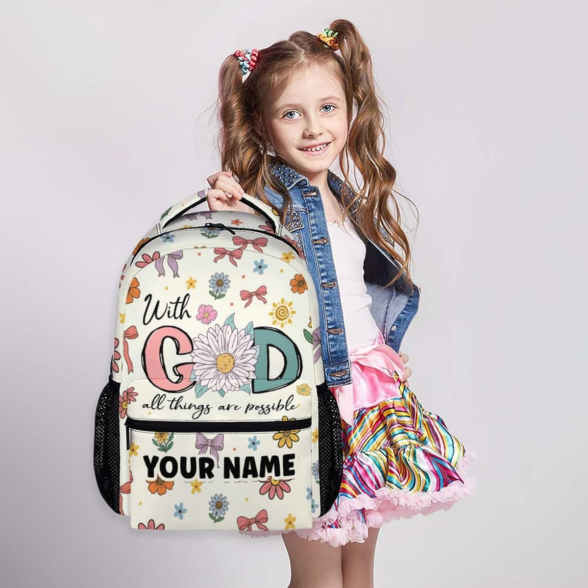 Backpack for Girls Women, Personalized School Backpacks for Kindergarten Elementary Middle College, Cute Custom Christian Gifts for Kids Teens