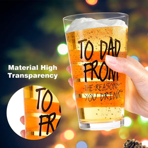 Fathers Day Dad Gifts from Daughter Son Wife,16 OZ Funny Beer Glass Gifts for Dad Men Husband Grandpa,Birthday Retirement Anniversary Christmas Stocking Stuffers