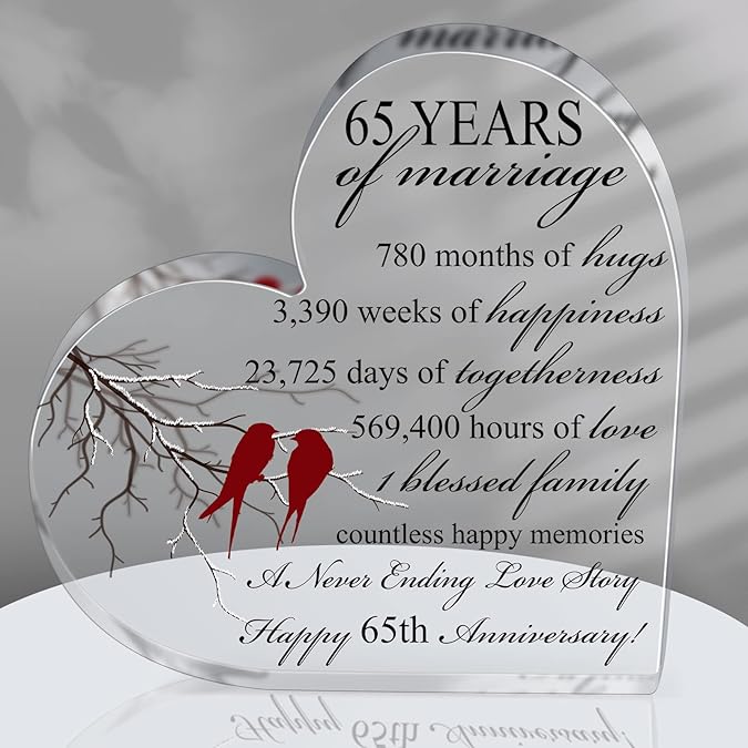 Years of Marriage Gift Wedding Anniversary Heart Marriage Keepsake Decoration Gift for Couple Parent Women Mom Husband Wife