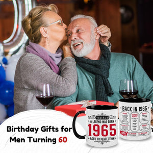 Vintage 1965 Mug - Ideas for 60th Birthday Gifts for Men Women, 60 Year Old Gifts For Men Women, 1965 Sixty Birthday, Turning 60 Gifts For Man, Dad, Husband, 60th Birthday Cups