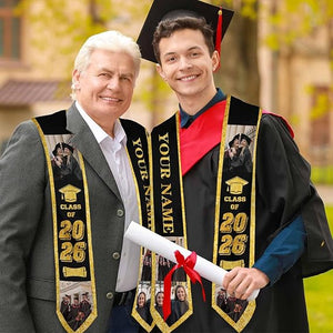 Custom Graduation Stole Class of 2026 Customized Congratulations Sash with Photo Name School Graduation Gift