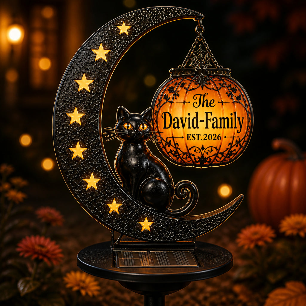 Black Cat Crescent Solar Sign – Personalized Family Name & Year - Personalized Cut Metal Sign Led Solar 71dfe695-6319-4e96-a88e-04069e12c7e6.jpg