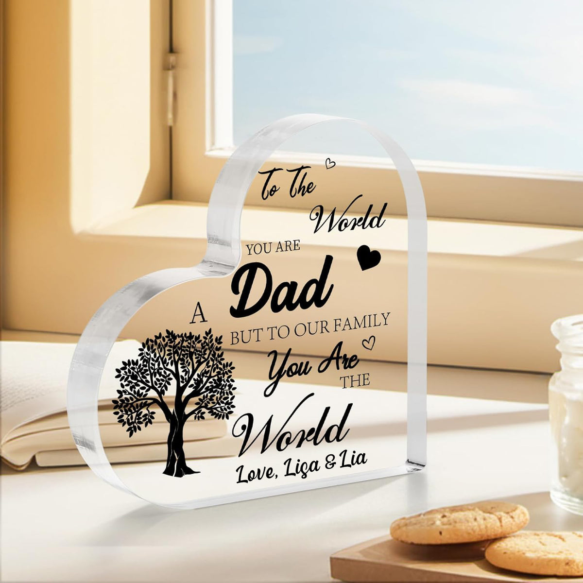 Dad Gifts for Father's Day - Gifts for Dad, Dad Gift from Daughter Son Wife, Acrylic Heart Plaque Cool Dad Birthday Gift Ideas on Birthday Father's Day
