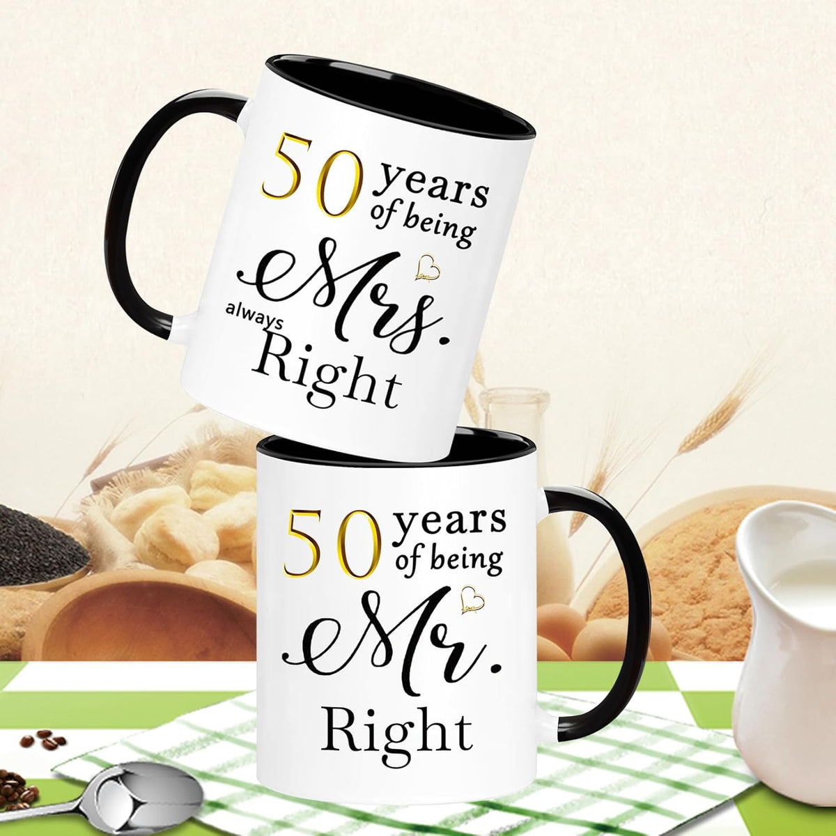50 Year Anniversary Birthday Coffee Mugs 50th Wedding Anniversary Decorations Gifts for Couple Grandparents Parents Women Men Wife Husband Her Him, 50th Birthday Gifts